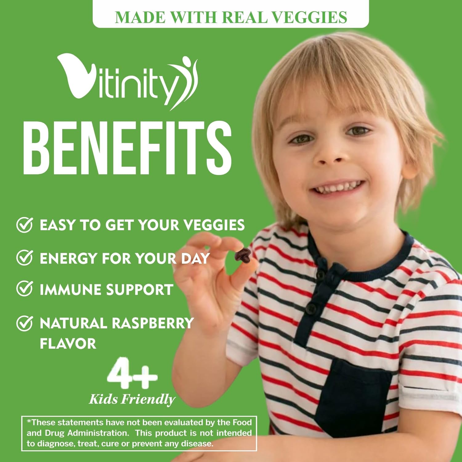 VITINITY Veggies Gummies Supplement with 30 Super Veggies, Fruits & Herbs - 120 Chews, Non-GMO, Gluten-Free - 60 Day Supply - Espot.com.au