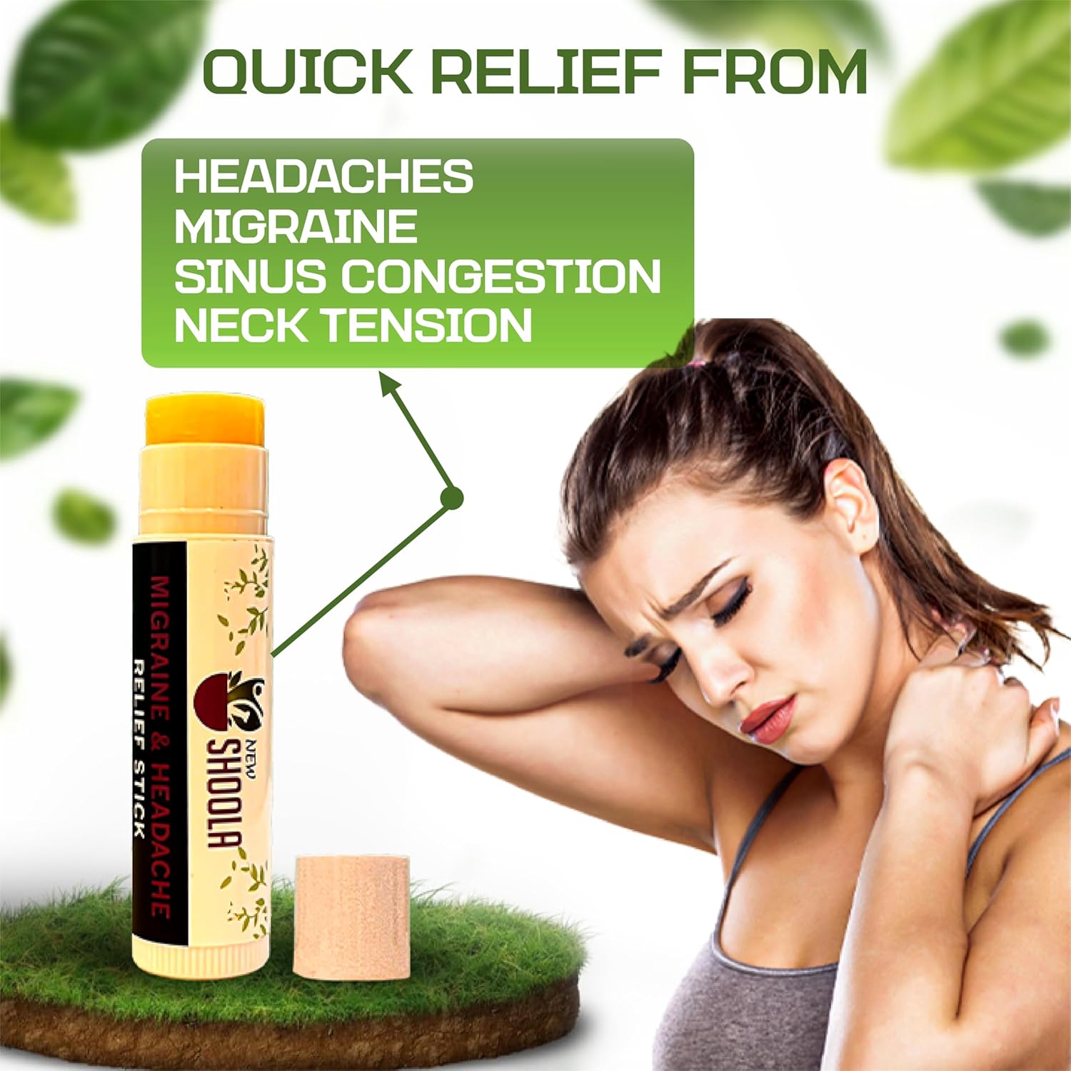 Organic SHOOLA RELIEF BALM Essential Oil Roll Stick for Headache and Migraine Relief - Herbal Blend for Neck Tension and Congestion - No Side Effects - Fast Acting Relief - Espot.com.au