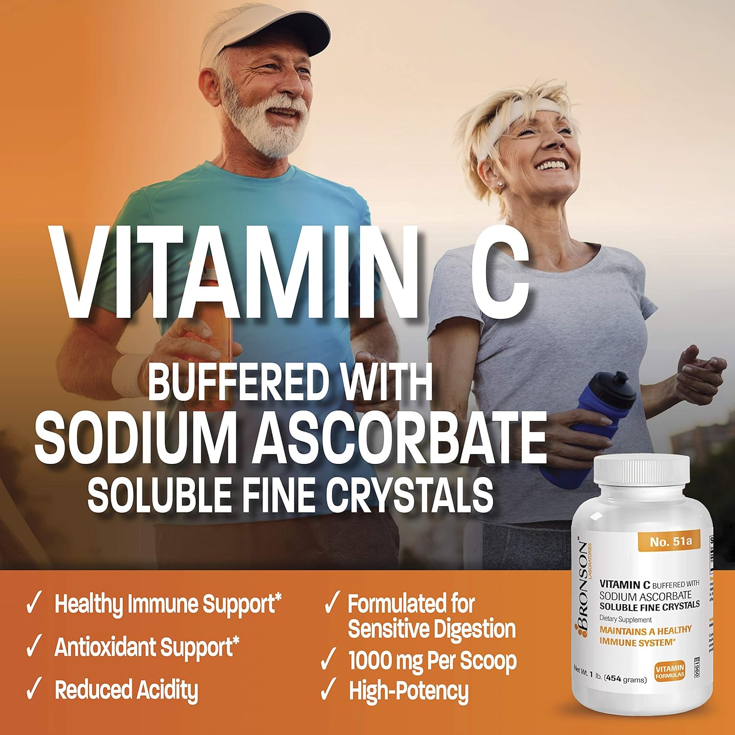 Buffered Vitamin C Powder - 1lb (16oz) - Promotes Immune System Health & Cell Protection - Antioxidant with Sodium Ascorbate - Espot.com.au