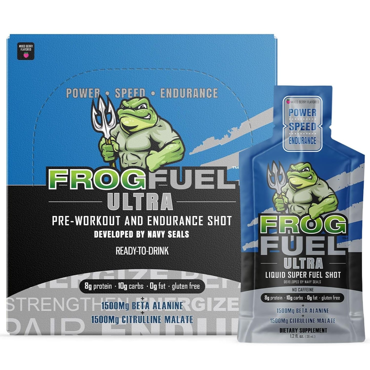 Ultra Pre Workout Energy Gel Shots with Beta Alanine, Electrolytes, Protein, Collagen - Berry Flavor, 24 Pack - Espot.com.au