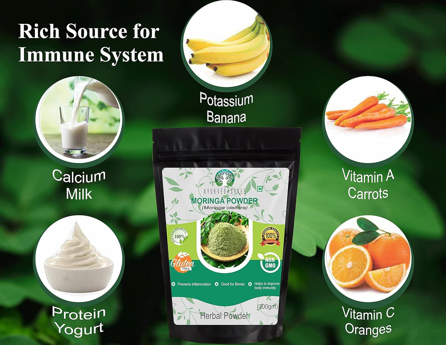 organic-moringa-leaf-powder-200g---lab-tested-non-gmo-gmp-certified-vegan---ayurvedic-superfood-supplement-3