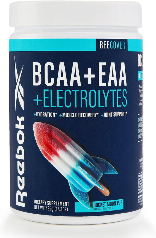 Reebok ReeCover BCAA EAA Electrolytes Supplement | 8g Essential Amino Acids, 5g Branch Chain Amino Acids, Hydration Support | Muscle Recovery, Strength | Post-Workout Drink | 30 Servings | Rocket Moon Pop Flavor - Espot.com.au