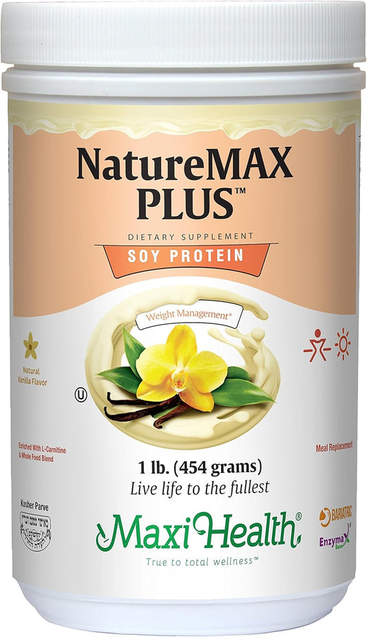 maxi-health-naturemax-plus-energy-support-meal-replacement-drink---1-lb-soy-protein-powder---sugar-free-diet-supplement---natural-vanilla-flavor---kosher-vitamin-1