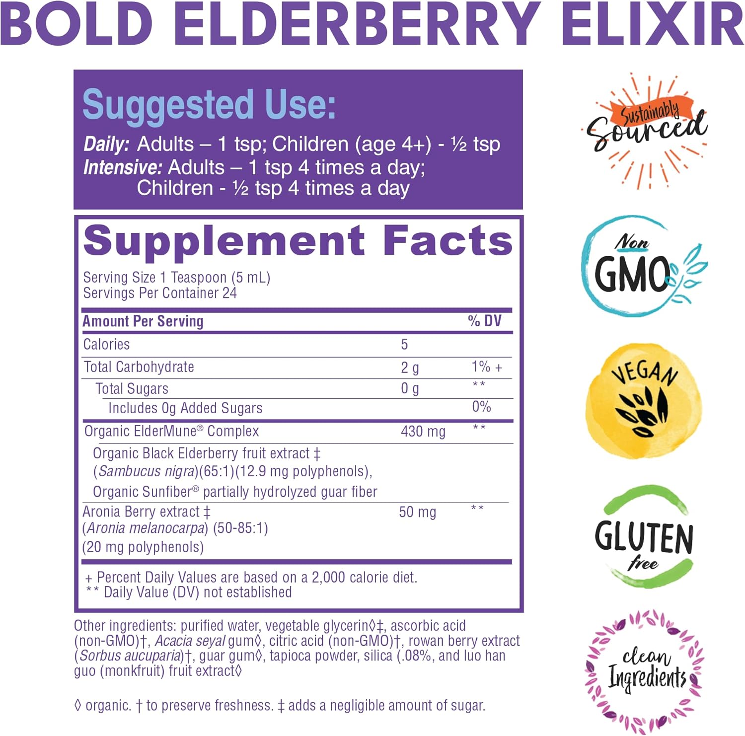 65x Concentrated Elderberry Elixir with Aronia Berry for Immune Support - 4 Fl. Oz - Kid Friendly & Sugar-Free - Espot.com.au