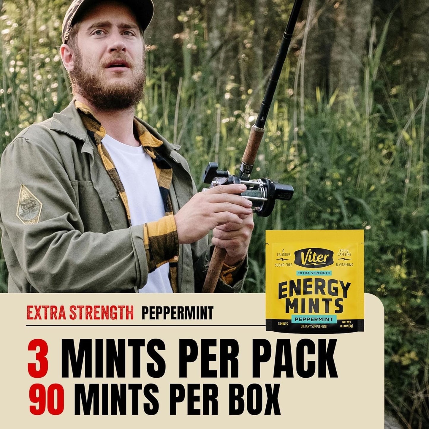 Viter Energy Caffeine Mints 80mg Extra Strength - 90 Pieces with B Vitamins. Sugar Free Vegan Mint for Energy Boost and Focus. Peppermint Flavor, 30 Pack. - Espot.com.au
