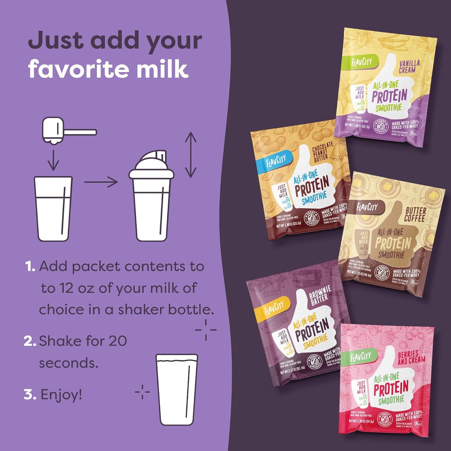 variety-pack-grass-fed-whey-protein-smoothie-powder-with-collagen---gluten-free-pre-post-workout-drink---5-single-serve-packets-5