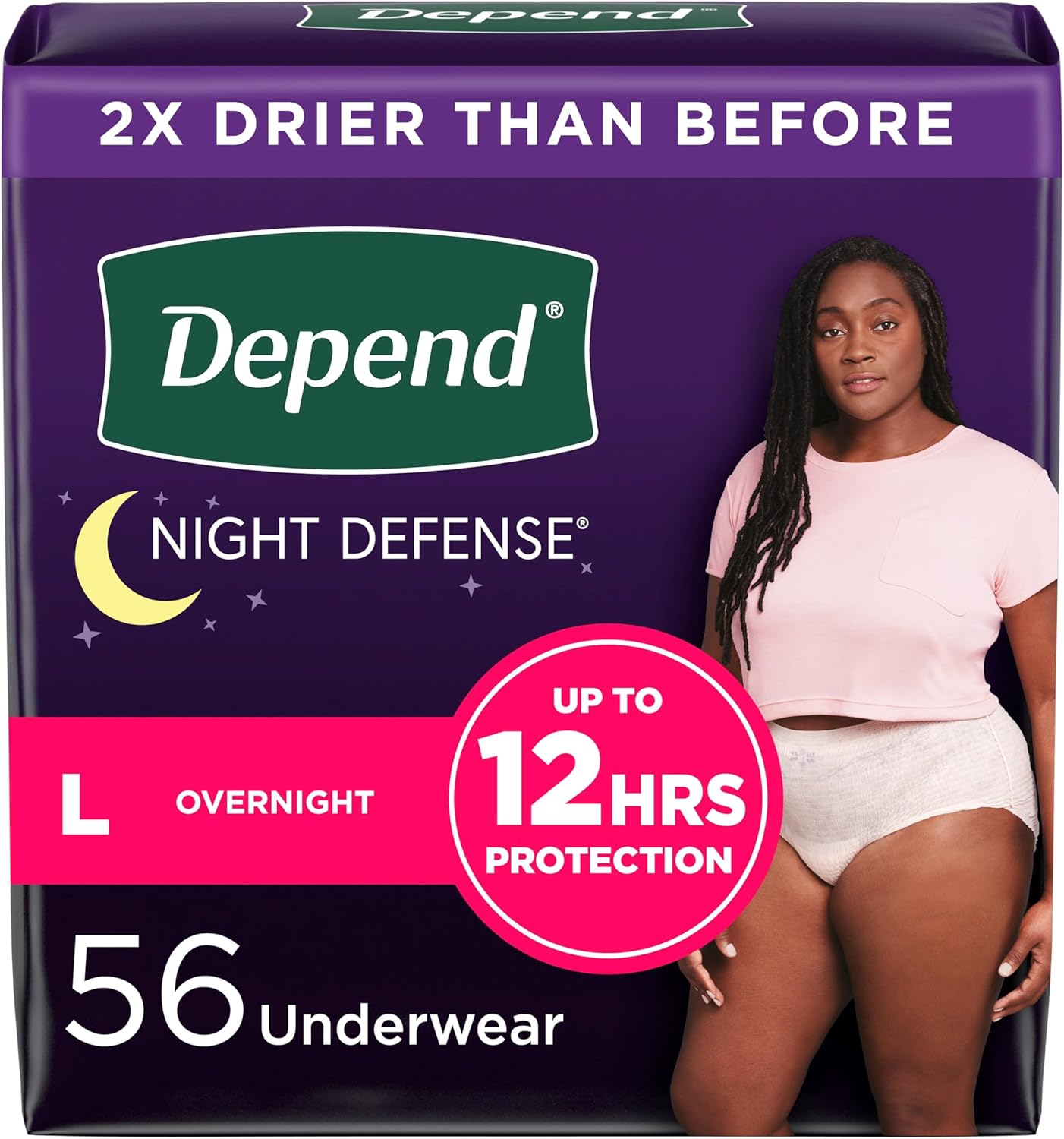 Disposable Overnight Incontinence Underwear for Women - Large, Blush, 56 Count - 4 Packs of 14 - Depend Night Defense - Postpartum & Bladder Leak Protection - Varies Packaging - Espot.com.au