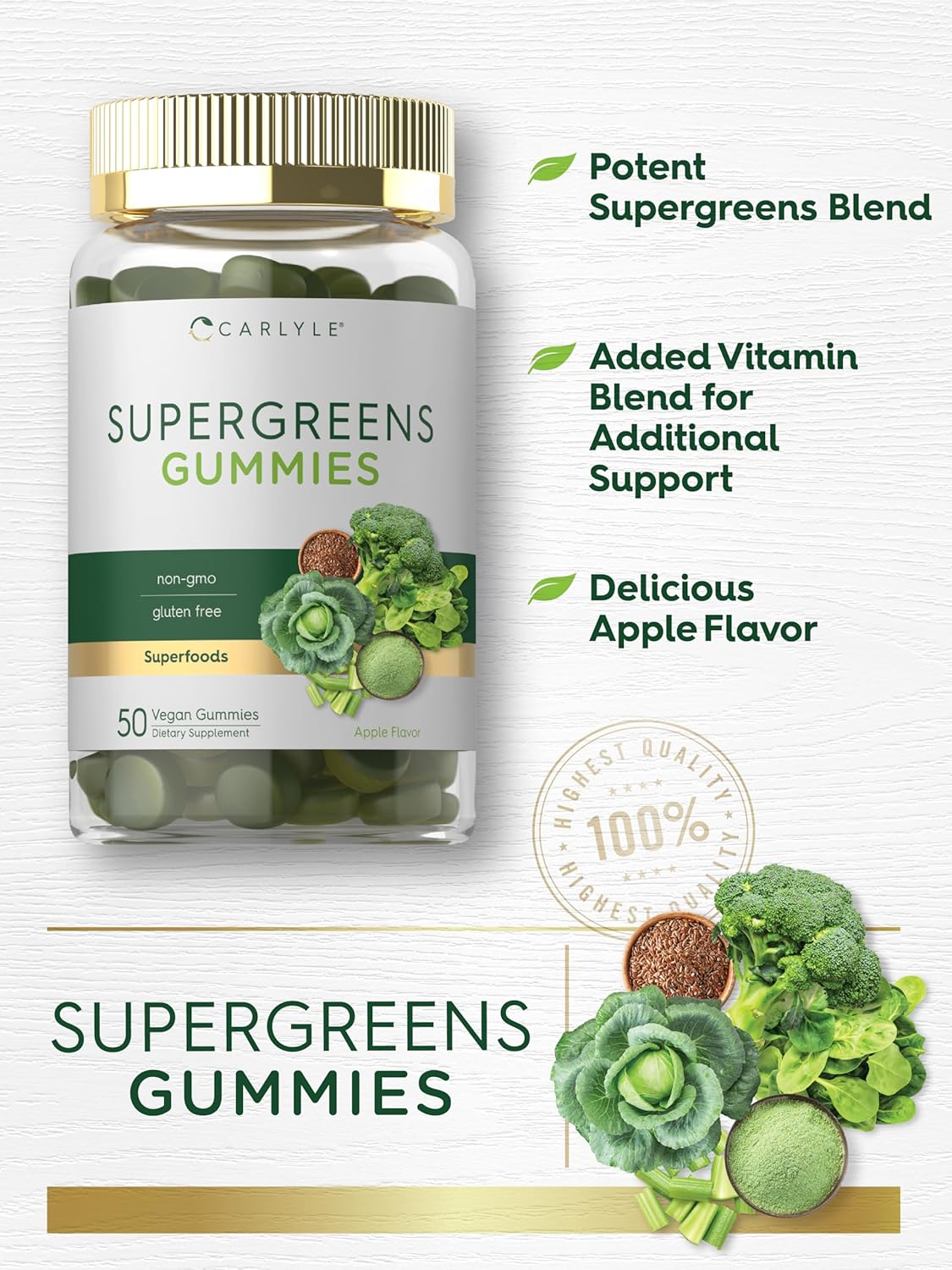 carlyle-supergreens-gummies---apple-flavor---50-count---vegan-non-gmo-gluten-free---dietary-supplement-4