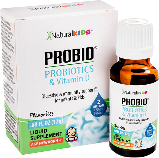 NaturalSlim Naturalkids Probid Baby Probiotic Drops with Vitamin D for Digestive Health & Immune Support - Flavorless .68 Fl Oz - Newborns, Infants, Kids - Supplement - Espot.com.au