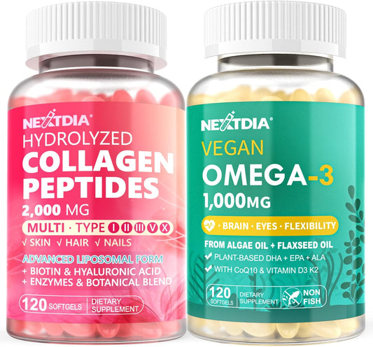 hydrolyzed-collagen-peptides-pills-vegan-omega-3-supplement-with-vitamin-d3-k2-by-nextdia-1