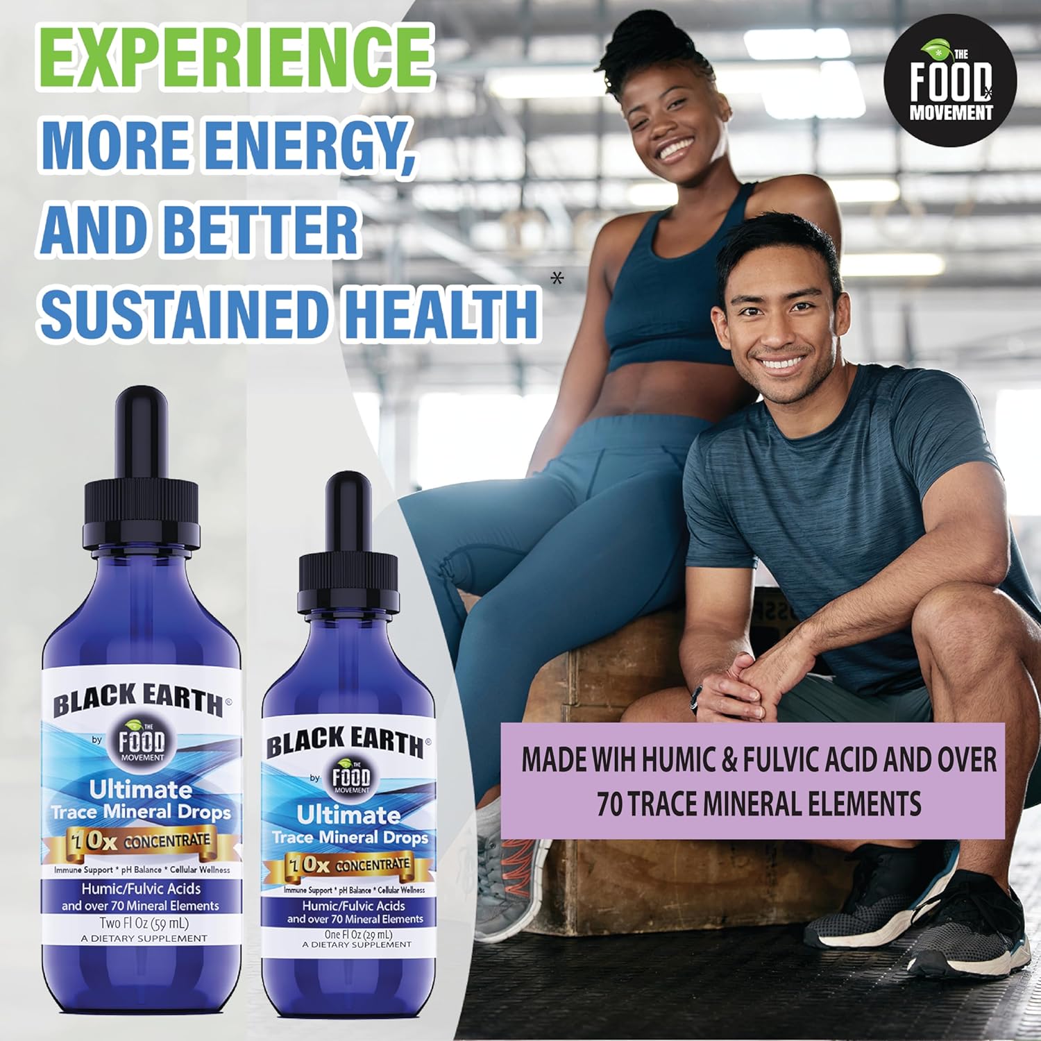 Black Earth Ultimate Trace Minerals 10x Strength - Fulvic & Humic Acid Supplement for Athletes - Non GMO Vegan - 2oz Dropper - Espot.com.au