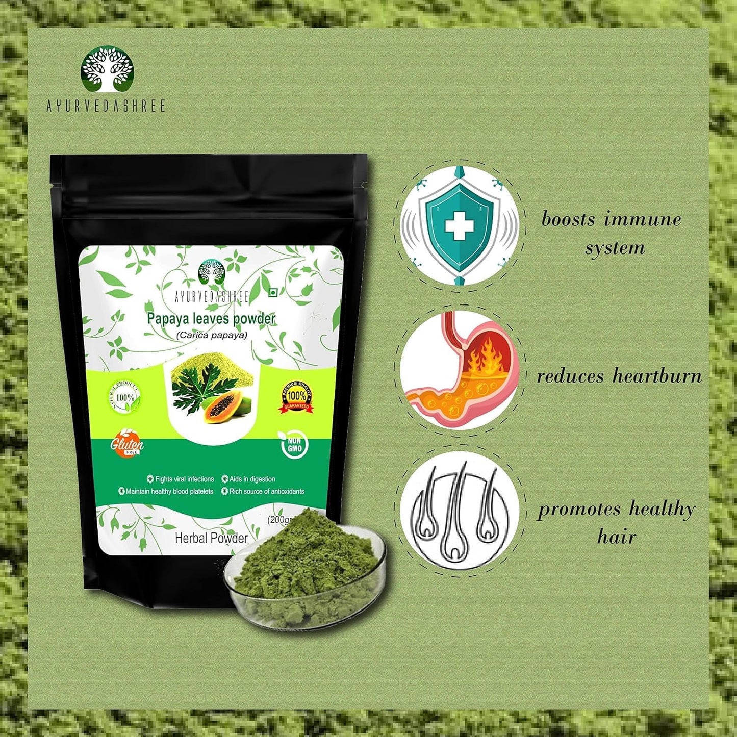 organic-papaya-leaf-powder-200g---dried-from-fresh-leaves-ideal-for-tea-juice-100-leaf-powder-non-gmo-vegan---herbal-natural-2
