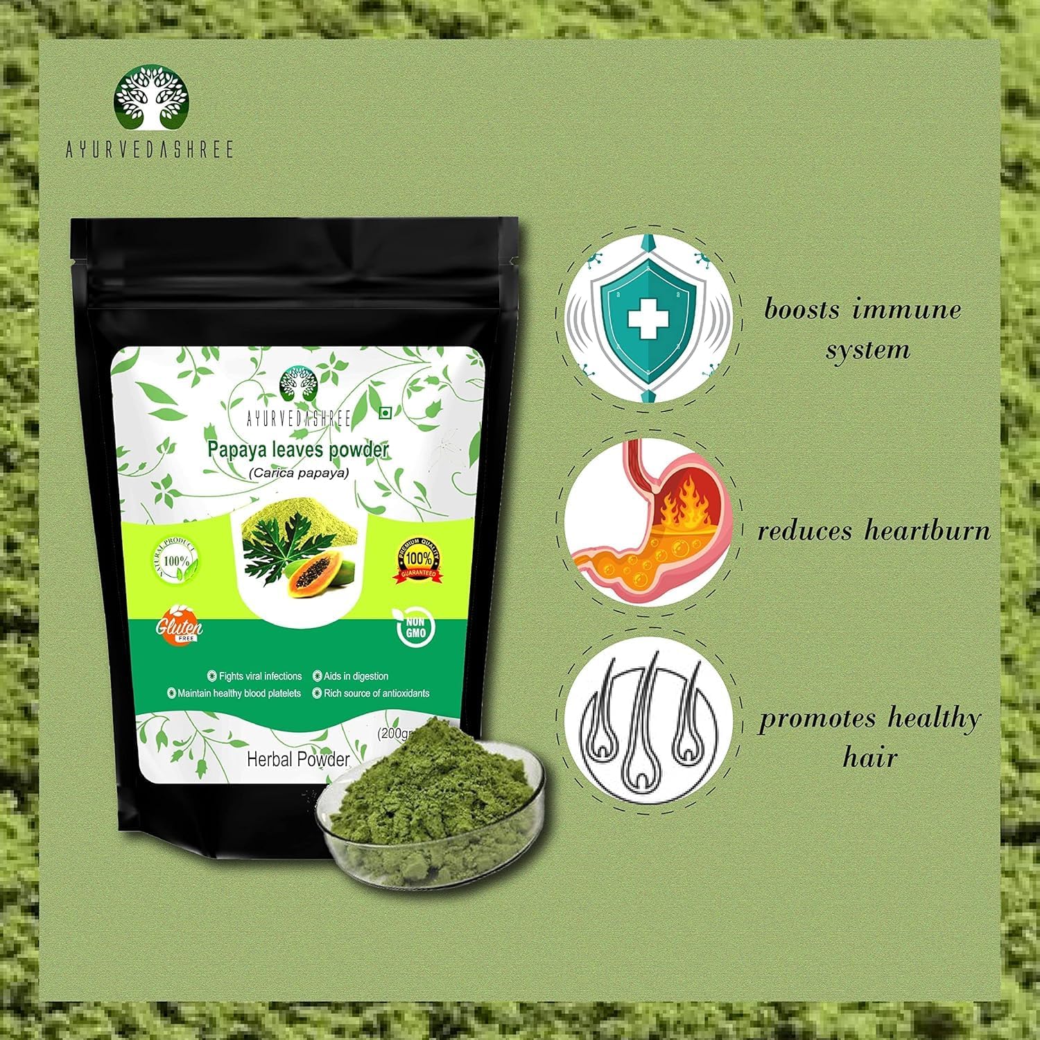 organic-papaya-leaf-powder-200g---dried-from-fresh-leaves-ideal-for-tea-juice-100-leaf-powder-non-gmo-vegan---herbal-natural-2