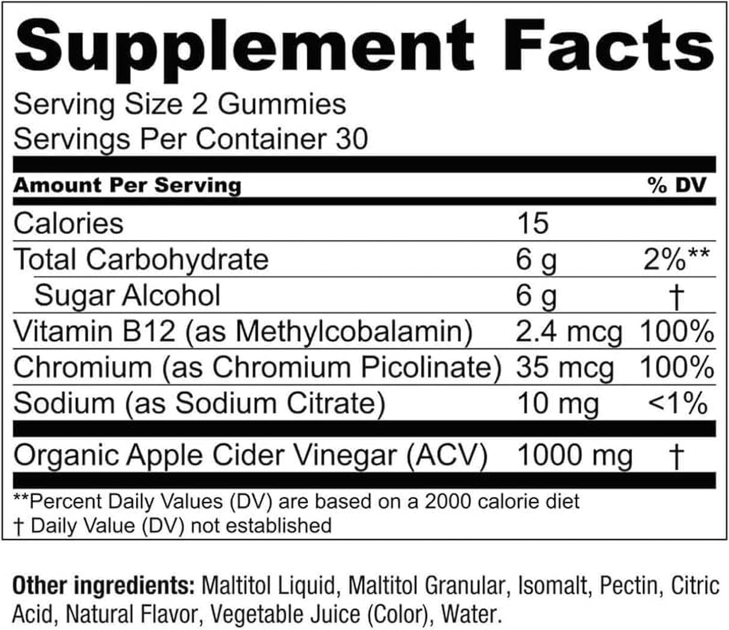 Naturally-Sourced Vegan ACV Gummies with Chromium - Zero-Sugar Apple Cider Vinegar Gummies (2-Pack, 60 Count) - Espot.com.au