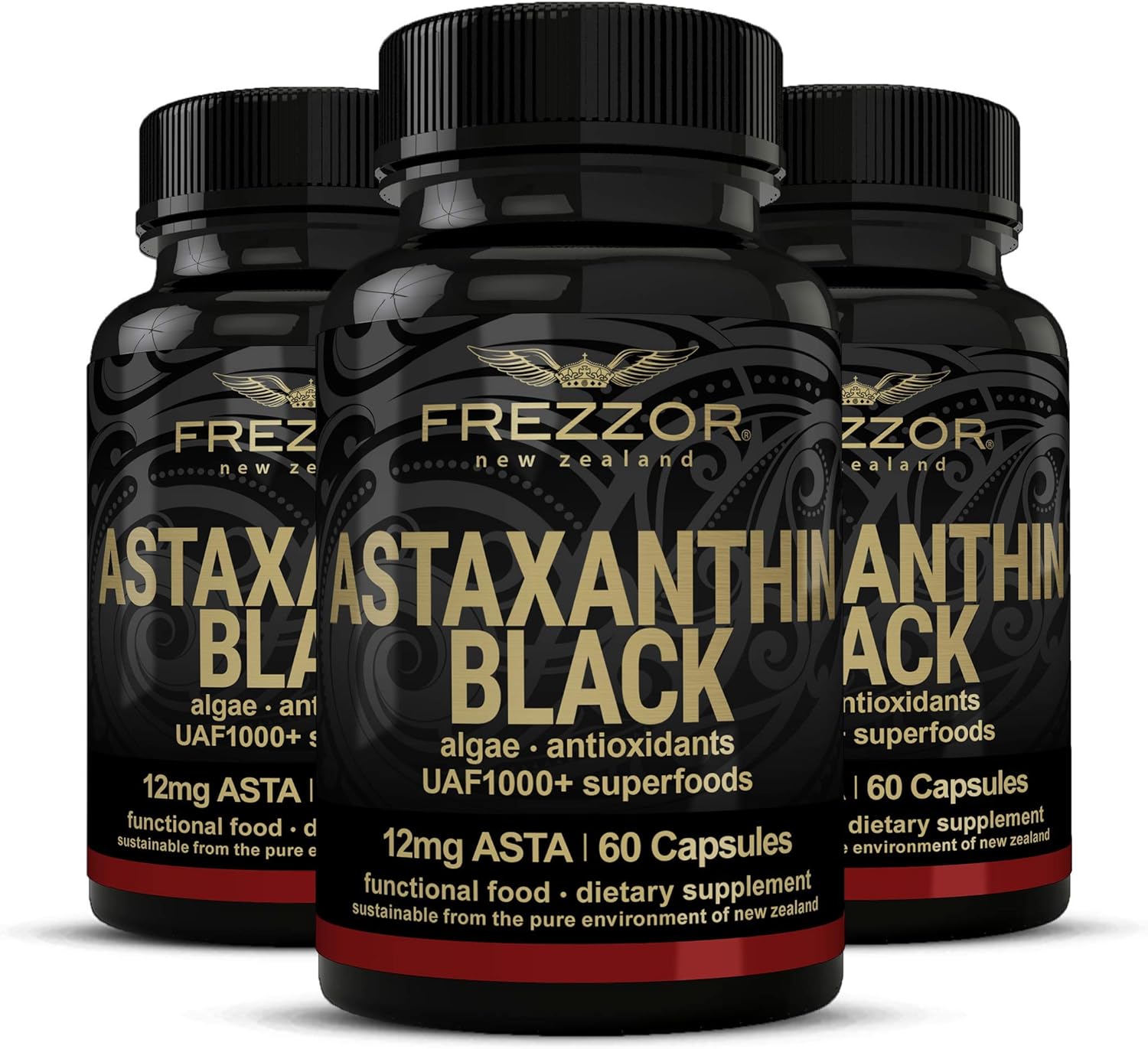 Astaxanthin Black UAF1000+ Super Antioxidant Softgels - Heart, Eye & Brain Health Support, Anti-Aging Skincare - 12mg Astaxanthin - 180 Softgels, 3 Month Supply - Espot.com.au