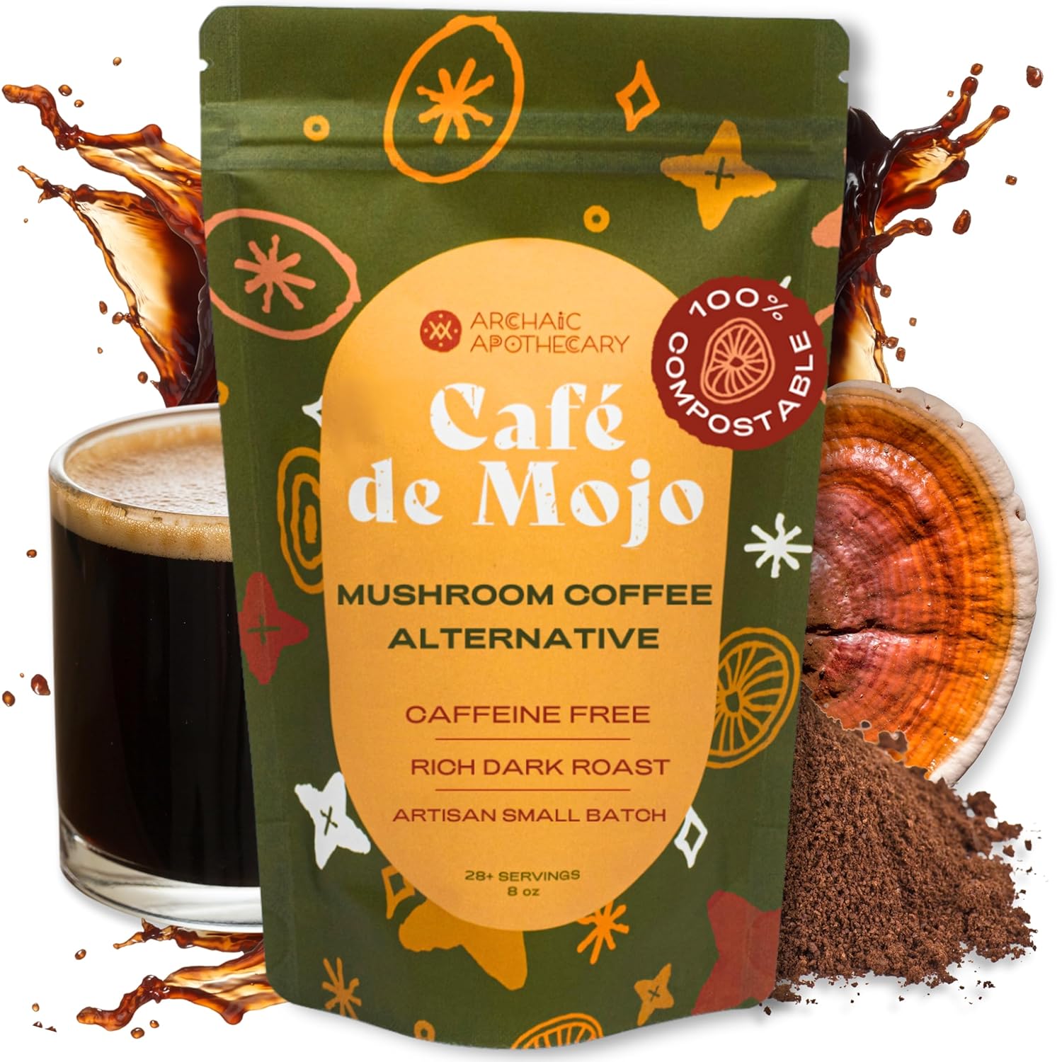 Decaf Mushroom Coffee Alternative with Adaptogenic Mushrooms and Superfood Extracts - Caffeine-Free Maya Nut Brew - Espot.com.au