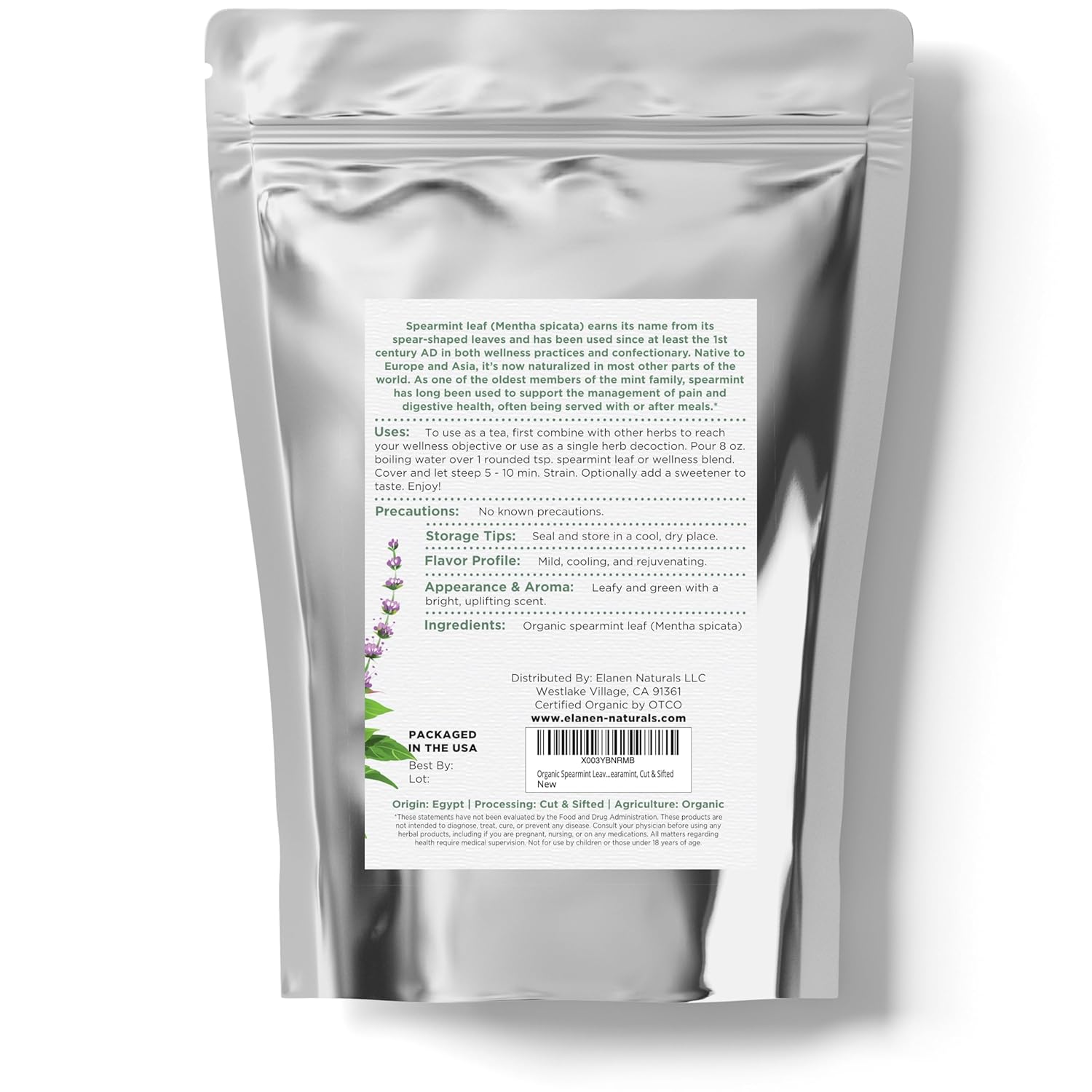 organic-spearmint-leaves-4-oz---usda-certified-loose-leaf-tea-dry-mint-cut-sifted---elanen-naturals-4