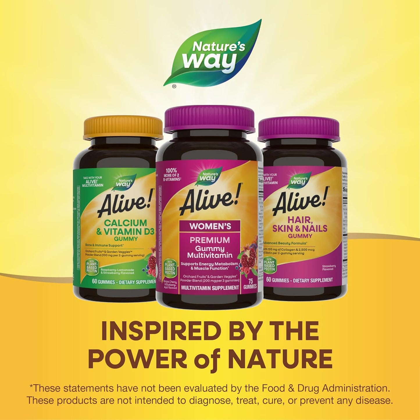 Nature's Way Alive! Premium Women’s Gummy Multivitamin - Energy & Muscle Support - B-Vitamins - Grape, Cherry, & Blueberry-Acai Flavored - 75 Gummies - Espot.com.au