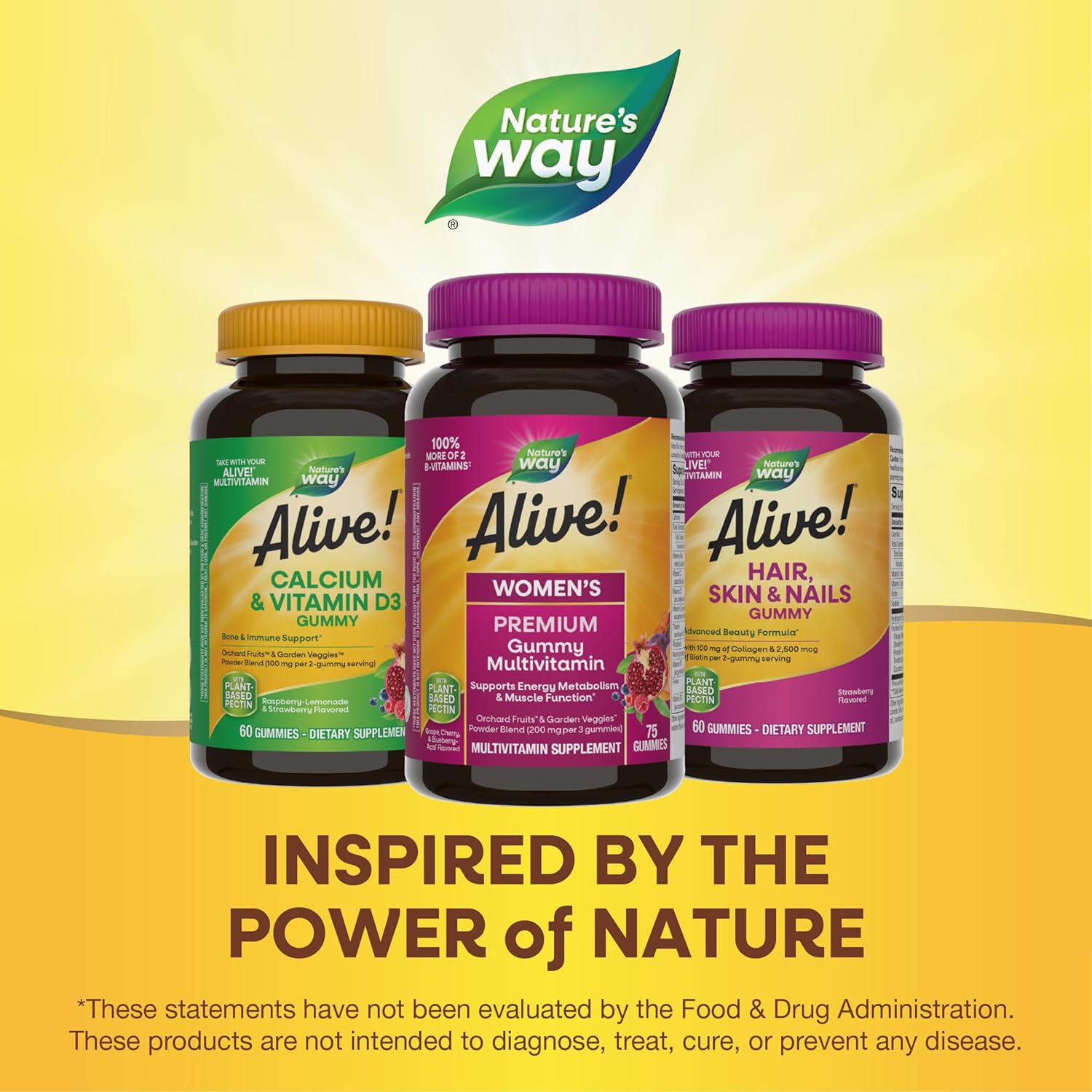 Nature's Way Alive! Premium Women’s Gummy Multivitamin - Energy & Muscle Support - B-Vitamins - Grape, Cherry, & Blueberry-Acai Flavored - 75 Gummies - Espot.com.au