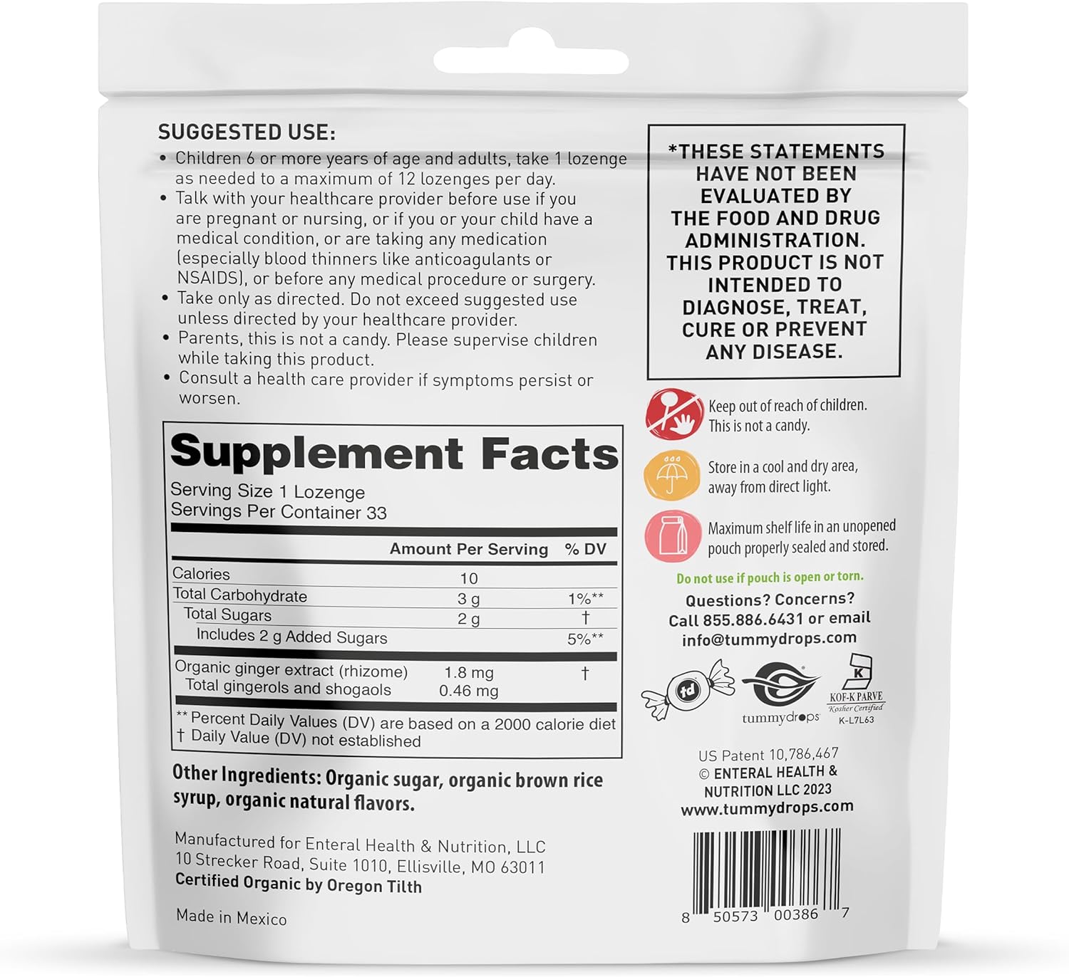 Organic Strawberry Ginger Tummydrops: Gluten-Free & Vegan Lozenges - 33 Individually Wrapped Organic Ginger Drops - Espot.com.au