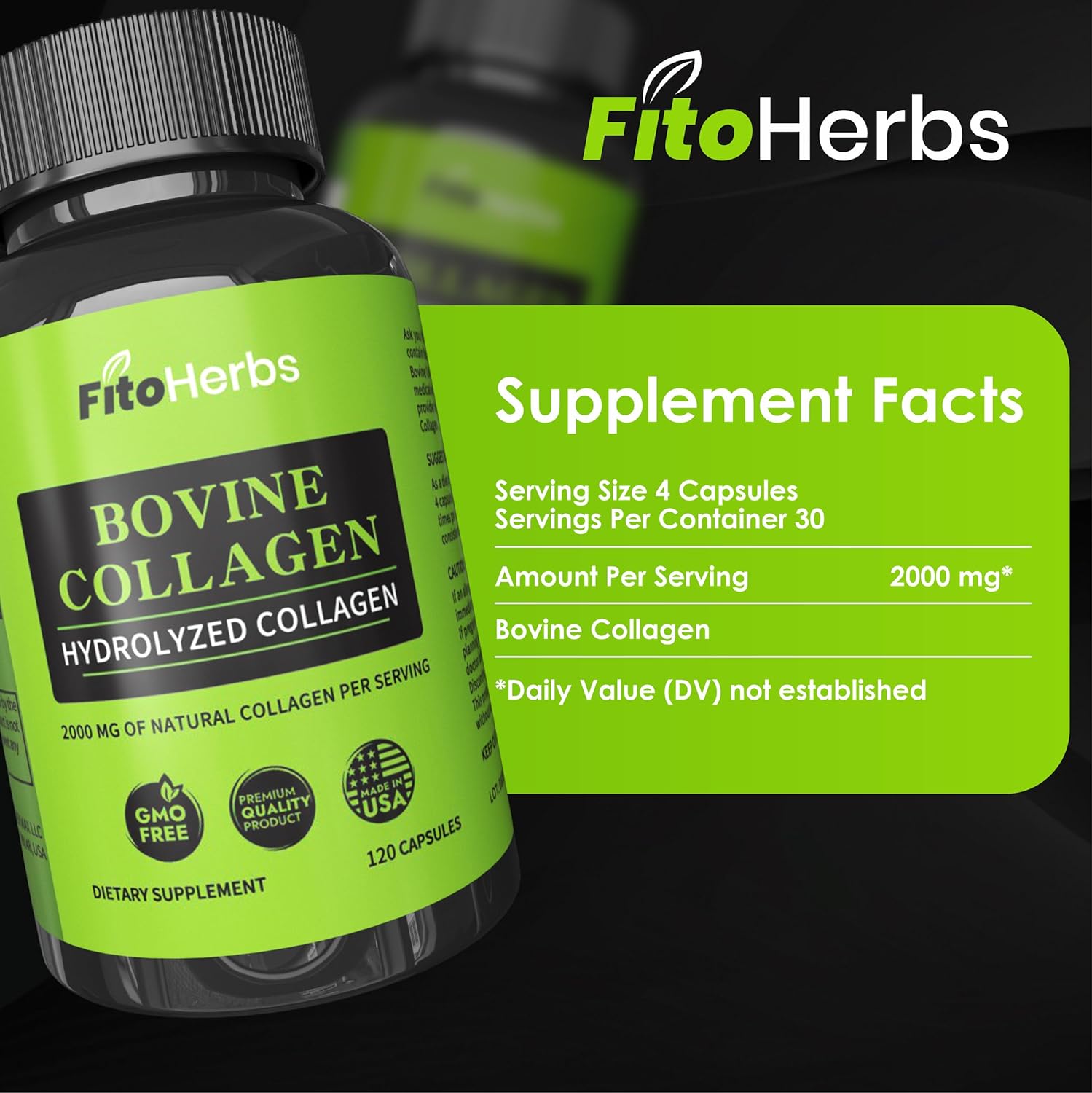 Hydrolyzed Bovine Collagen Peptides Capsules for Joint, Nerve, and Bone Support - Vegan Formula for Men & Women - Non-GMO - 120 Capsules - Espot.com.au