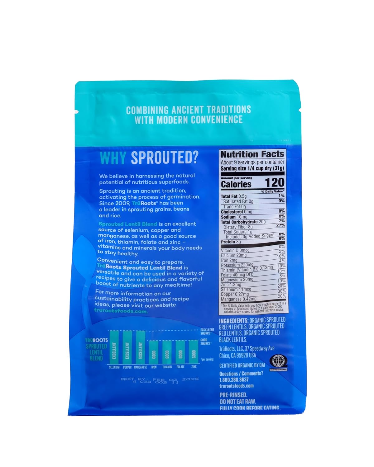 organic-sprouted-lentil-blend-by-truroots---10oz-pack---healthy-nutritious-mix-2