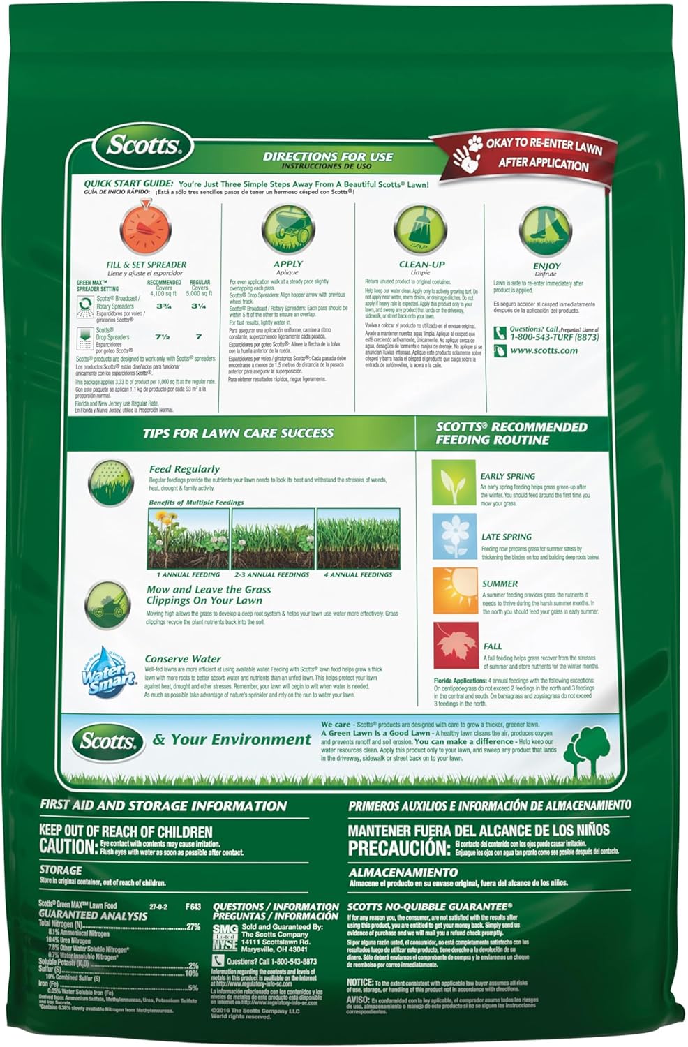 Scotts Green Max Lawn Food with Iron Supplement for Greener Grass - 16.67 lbs, 5,000 sq. ft Coverage - Lawn Fertilizer - Espot.com.au