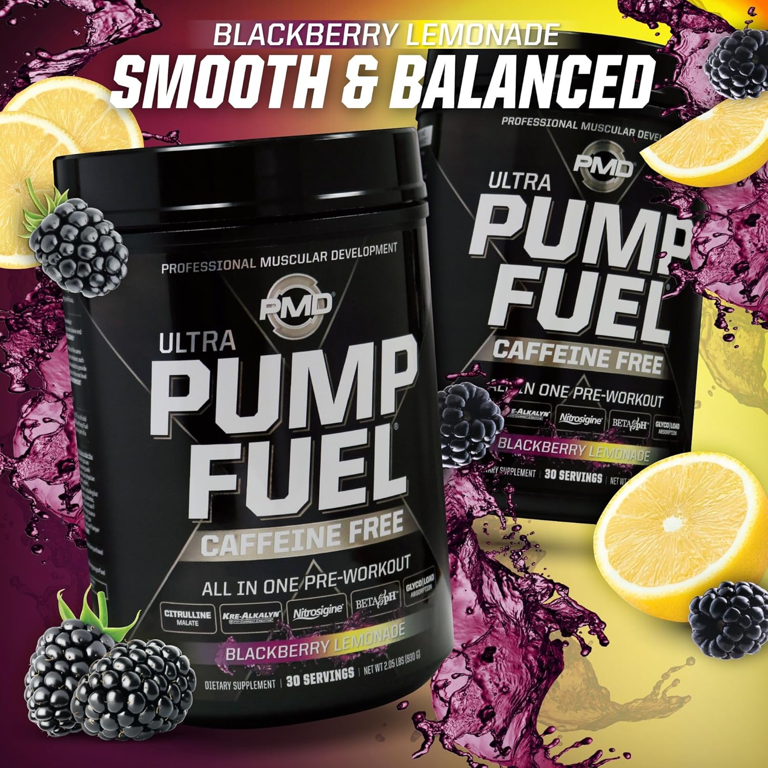 pmd-sports-ultra-pump-fuel-caffeine-free-pre-workout-drink-mix---blackberry-lemonade-flavor---energy-strength-endurance-recovery---complex-carbs-and-amino-energy---30-servings-8