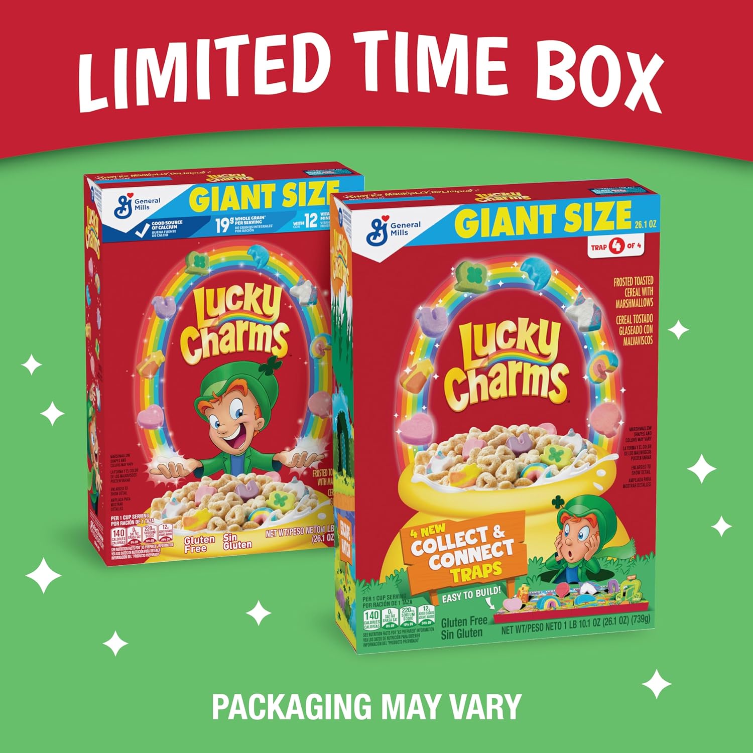 Gluten-Free Lucky Charms Cereal with Marshmallows, Giant Size 26.1 oz, Whole Grain Kids Breakfast - Espot.com.au