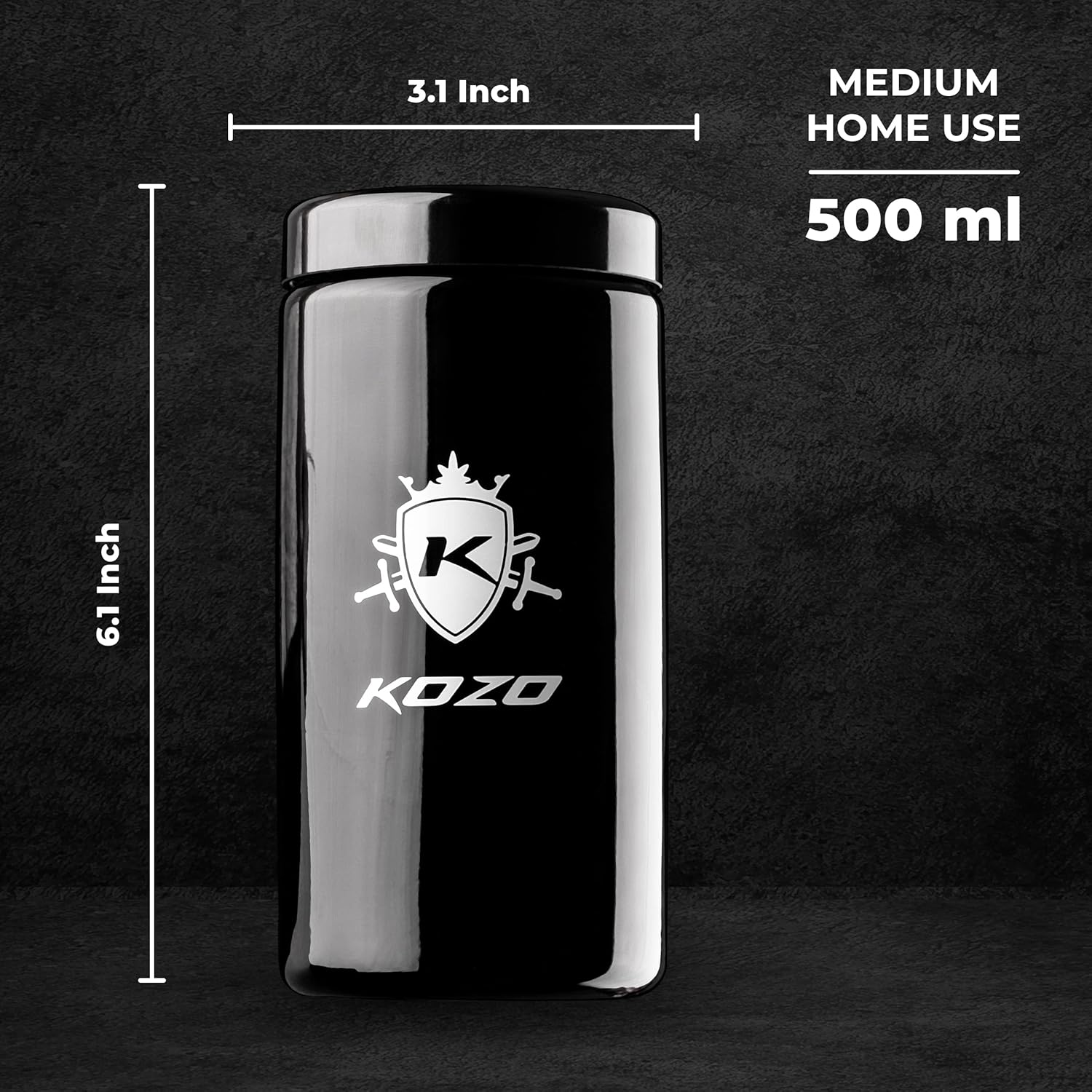 Black Glass Airtight Storage Jar with UV Protection, Humidity Pack - Medium 1 Oz Size (500ml) - Keep Spices and Herbs Fresh - Espot.com.au