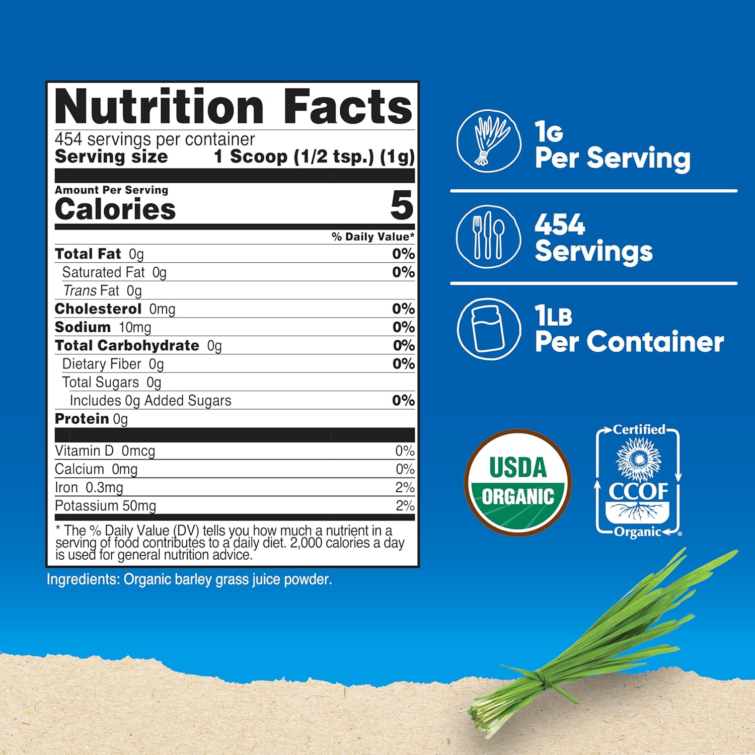 Organic Barley Grass Juice Powder - 1 LB, Unflavored by Nutricost - Espot.com.au
