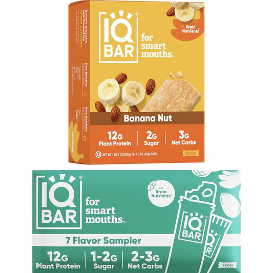 iqbar-brain-and-body-keto-protein-bars-sampler-pack---7-bars-12-banana-nut-energy-bars---low-carb-high-fiber-vegan-meal-replacement-bars-with-low-sugar---healthy-snack-bars-for-energy-and-focus-1