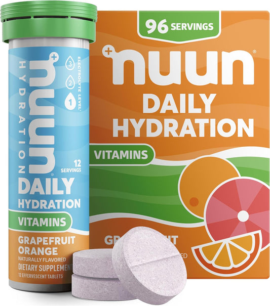 Nuun Hydration Vitamins Electrolyte Tablets, Grapefruit Orange Flavor - 8 Pack (96 Servings) - Vegan, Non-GMO, with 5 Essential Electrolytes and Vitamins A, B6, C, D, E - Espot.com.au