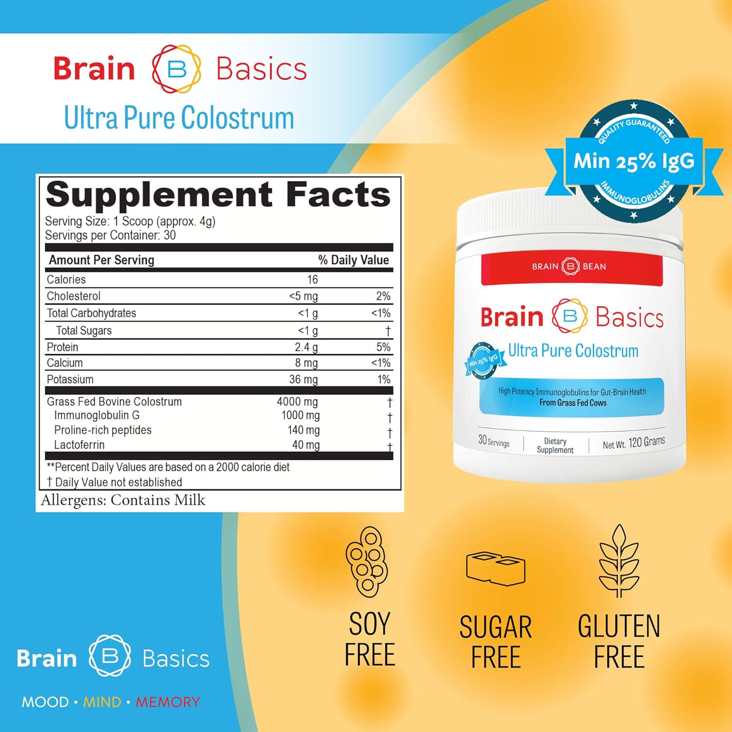 ultra-pure-colostrum-powder-4000mg---grass-fed-cows---25-igg-antibodies---gut-brain-immune-health---glowing-hair-skin---120g-30-servings-4