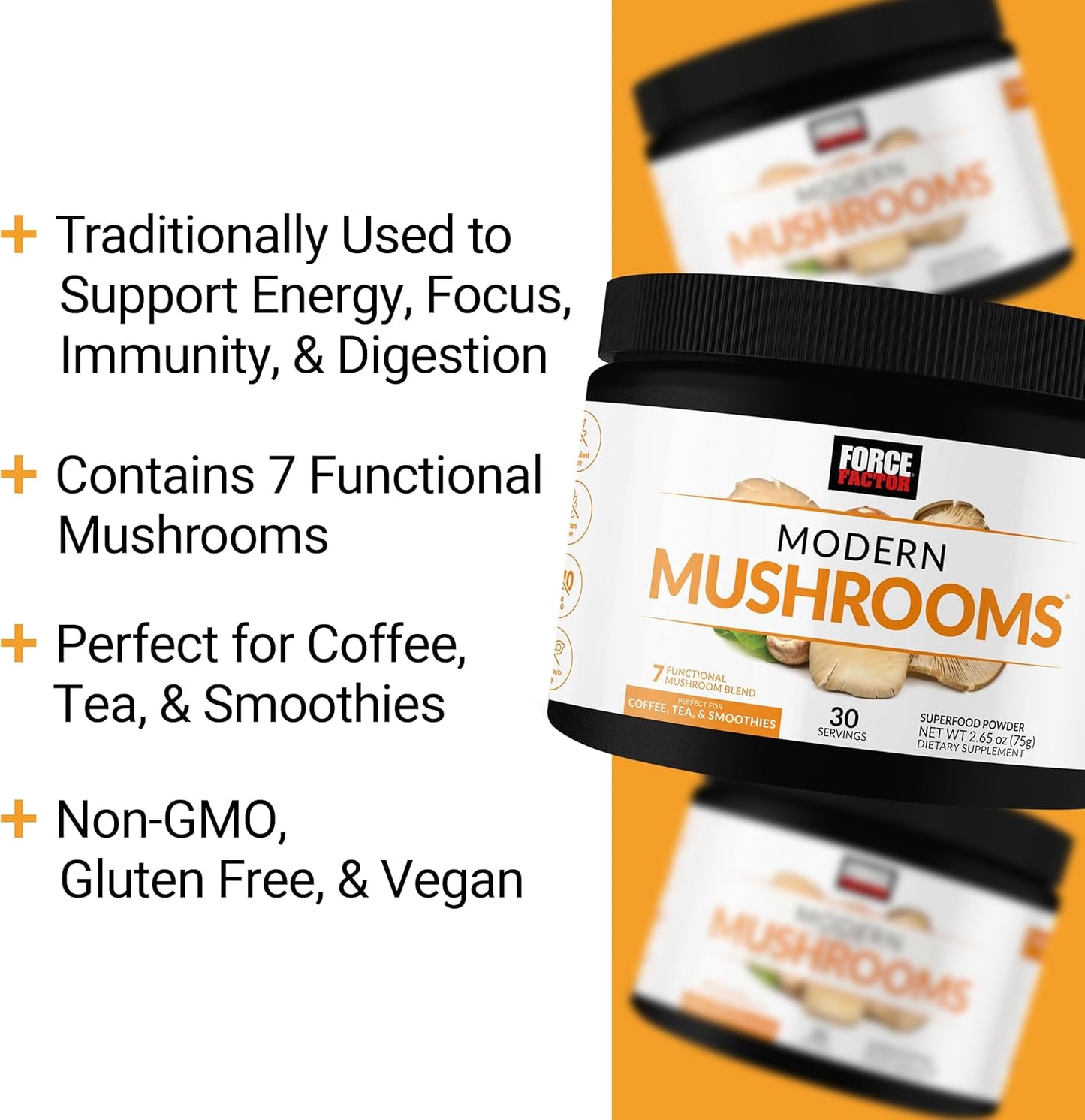 force-factor-modern-mushrooms-powder---energy-focus-immunity-digestion-support-supplement-with-cordyceps-turkey-tail-chaga-reishi-lions-mane-shiitake---unflavored-30-servings-2