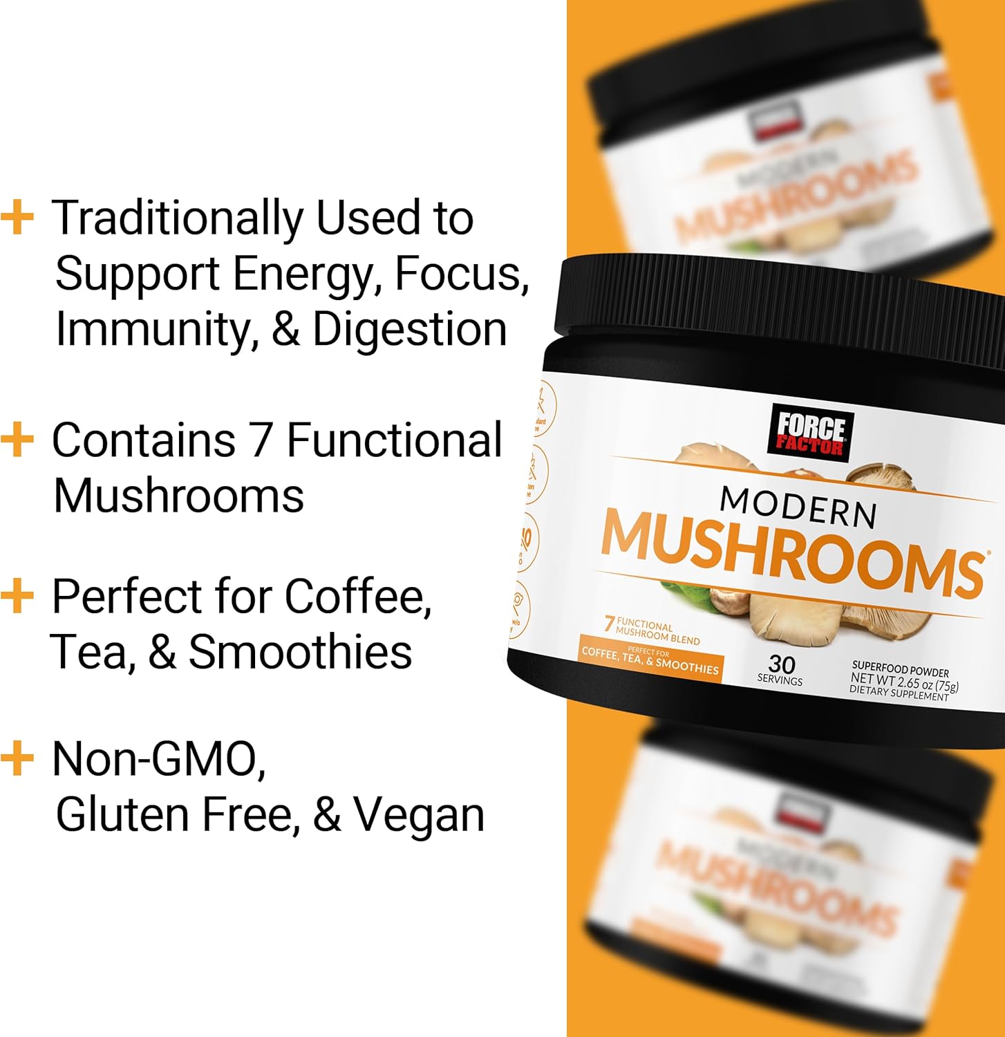 force-factor-modern-mushrooms-powder---energy-focus-immunity-digestion-support-supplement-with-cordyceps-turkey-tail-chaga-reishi-lions-mane-shiitake---unflavored-30-servings-2