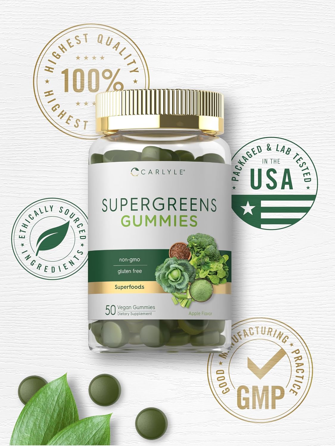 carlyle-supergreens-gummies---apple-flavor---50-count---vegan-non-gmo-gluten-free---dietary-supplement-6