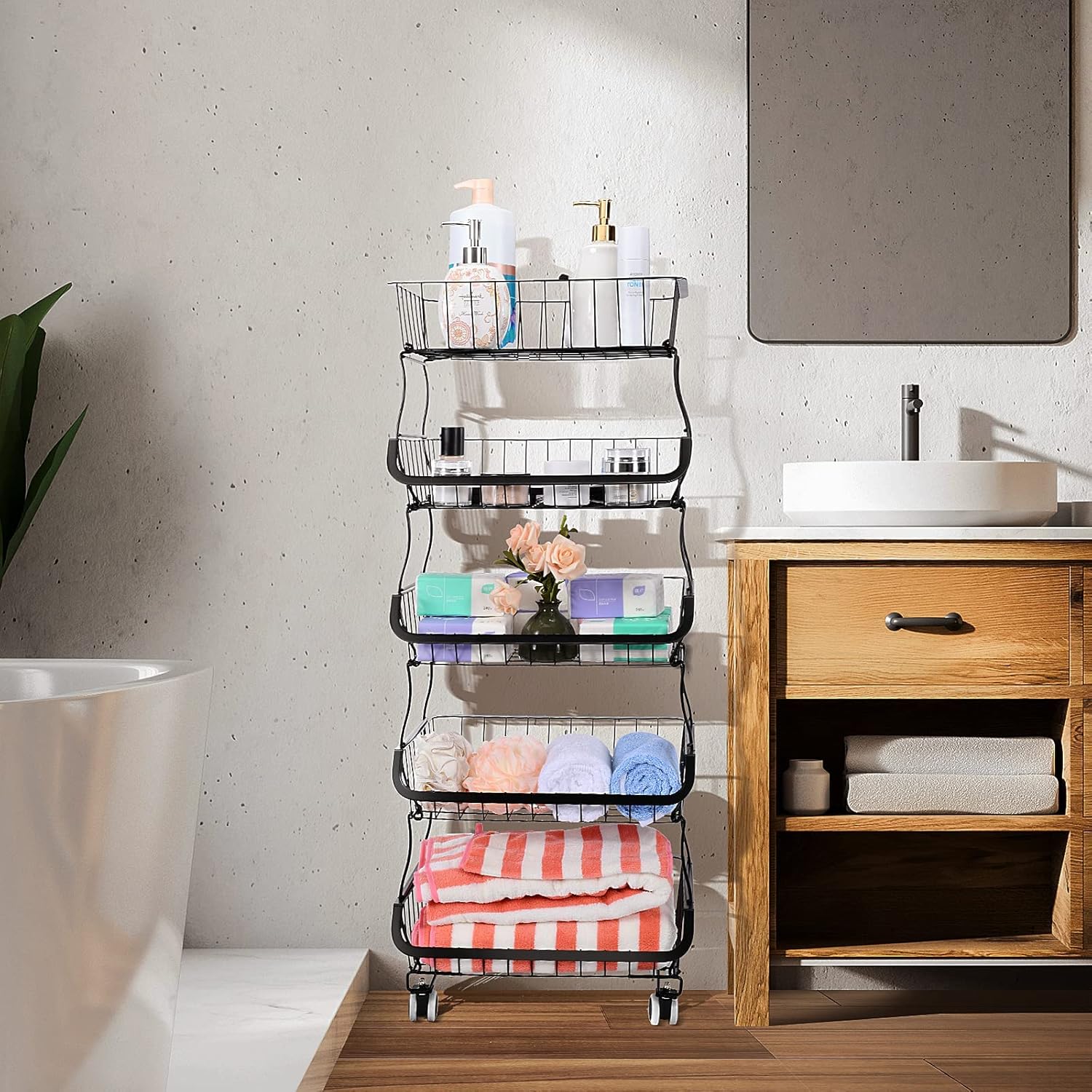 5-tier-stackable-metal-wire-fruit-vegetable-storage-basket-with-wheels---organize-produce-in-kitchen-pantry-bathroom-6