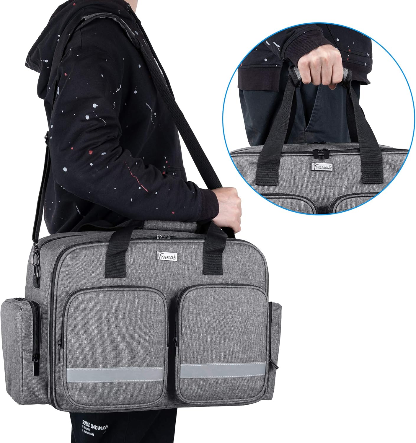 trunab-grey-first-aid-bag-for-nurse-doctor-paramedic---empty-medical-bag-with-laptop-compartment---patented-design-for-home-care-nurses-6