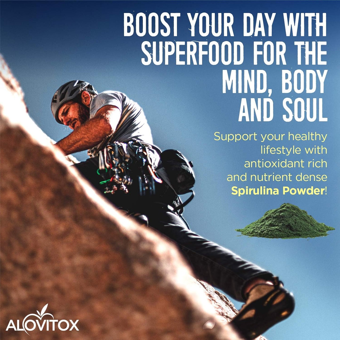 Organic Spirulina Powder - Nutrient Dense Superfood with Antioxidants, Proteins, Vitamins, Fiber, Omegas 3, 6 & 9 - 100% Organic, Gluten Free, Vegan, Non-GMO - 1 lb - Alovitox - Espot.com.au