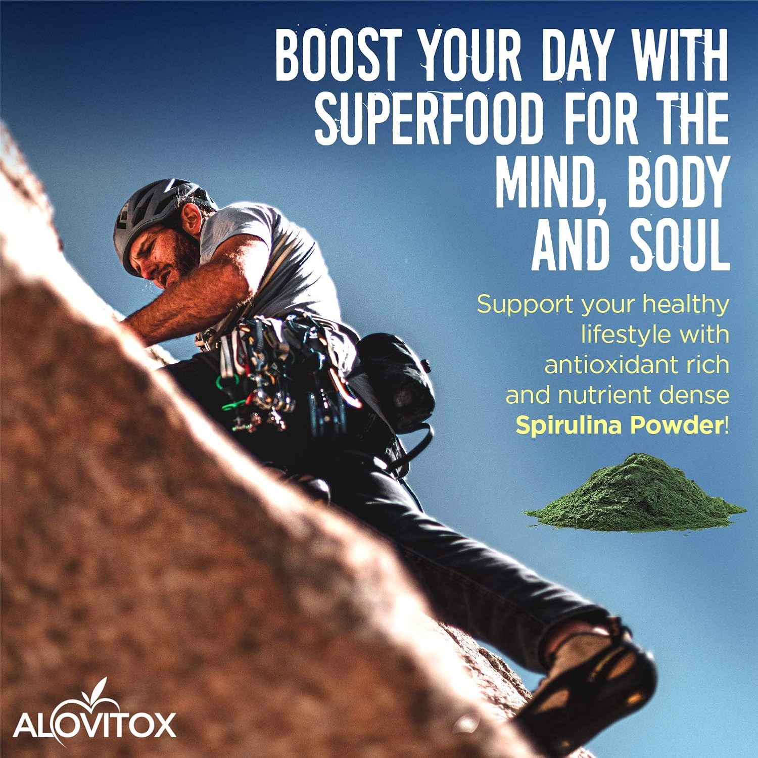 Organic Spirulina Powder - Nutrient Dense Superfood with Antioxidants, Proteins, Vitamins, Fiber, Omegas 3, 6 & 9 - 100% Organic, Gluten Free, Vegan, Non-GMO - 1 lb - Alovitox - Espot.com.au