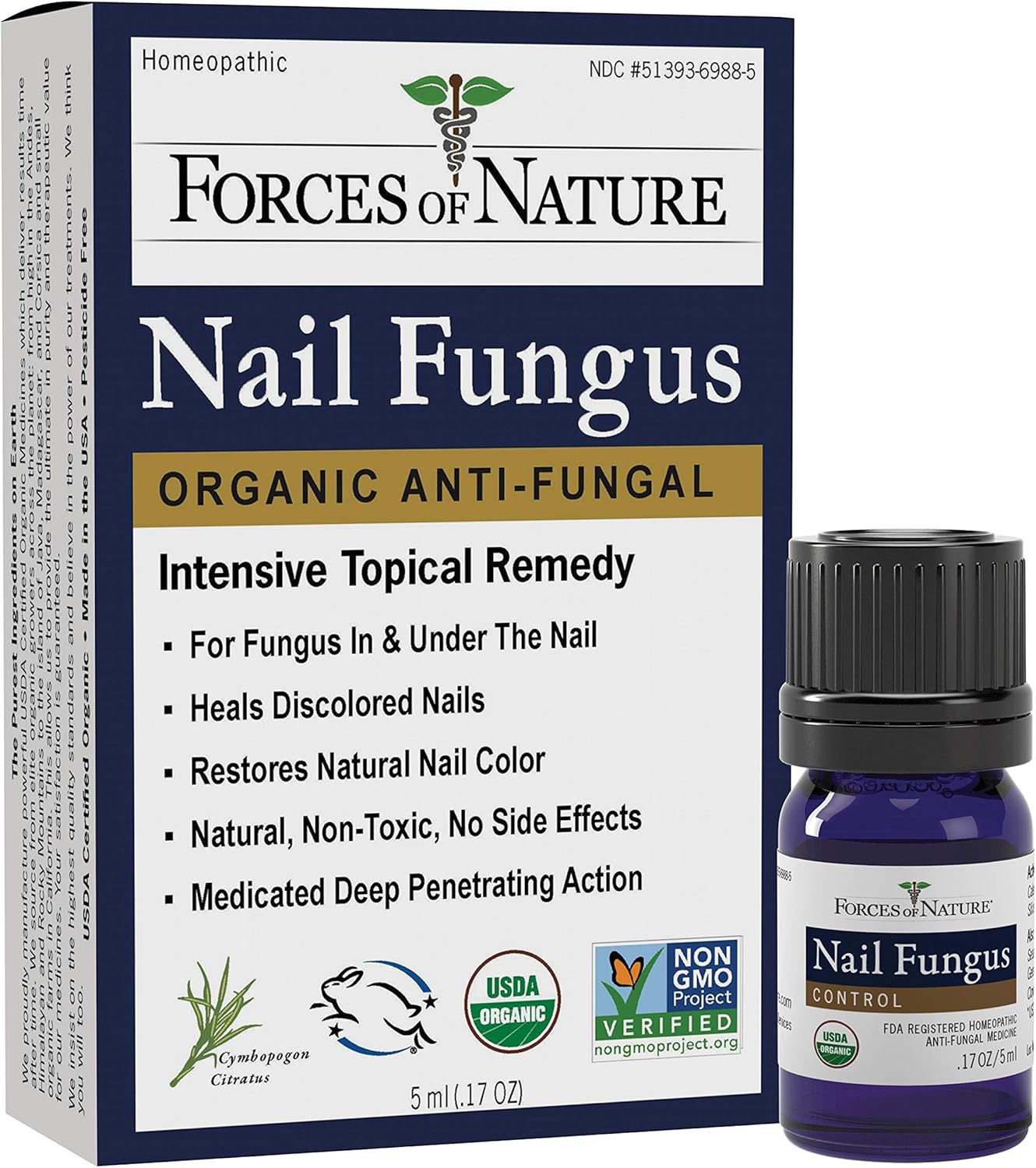 Forces of Nature Organic Nail Fungus Treatment - Non-GMO, Nontoxic Formula for Damaged, Brittle Nails - 5ml (0.17 Fl Oz) - Espot.com.au