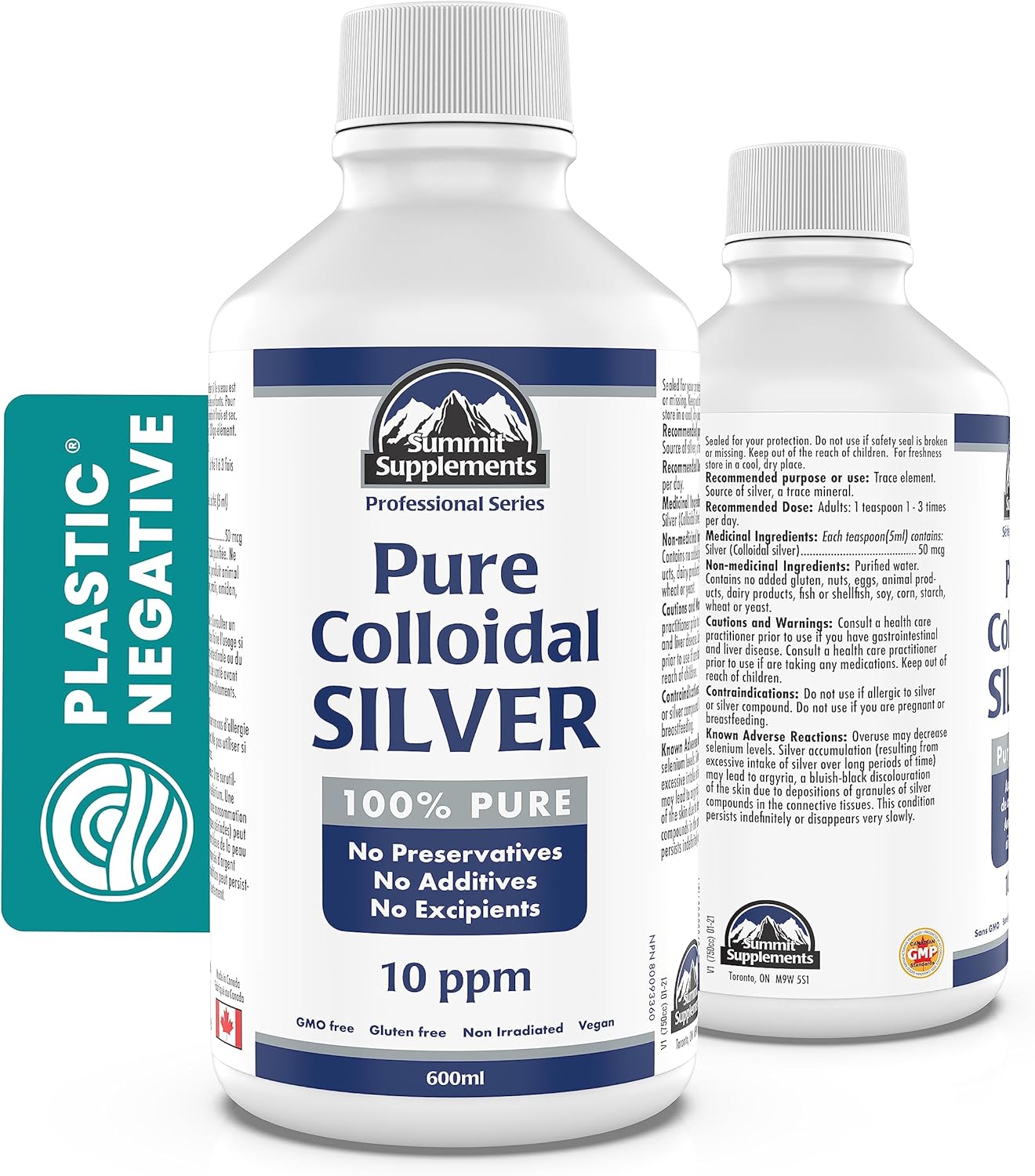 Colloidal Silver Liquid Minerals 10ppm 600ml - Trace Minerals Supplement - Copper & Silver Liquid - Canadian Made Formula - Espot.com.au
