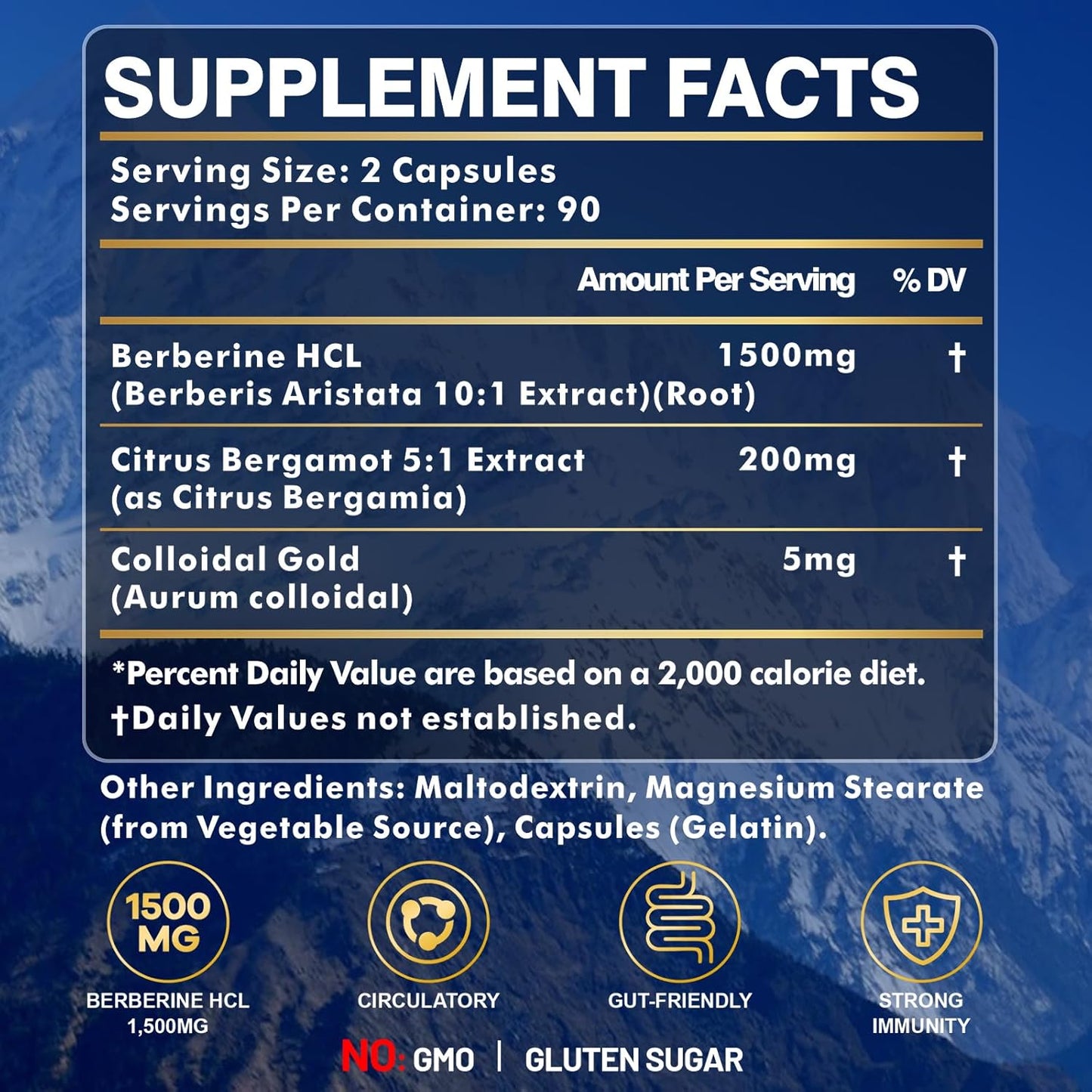 High Strength Berberine 1500MG Supplement with Citrus Bergamot - Boost Metabolism, Support Immune System, Healthy Weight Management - Vegan, Organic, Non-GMO - 180 Capsules - Espot.com.au