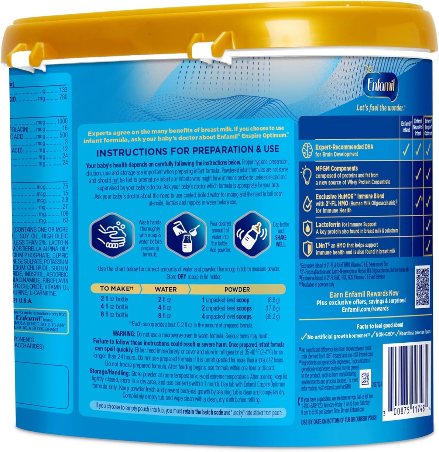 Enfamil Enspire Optimum Baby Formula Powder with Dual Prebiotics, Immune-Supporting Lactoferrin, 20.5 Oz, Pack of 8 - Espot.com.au
