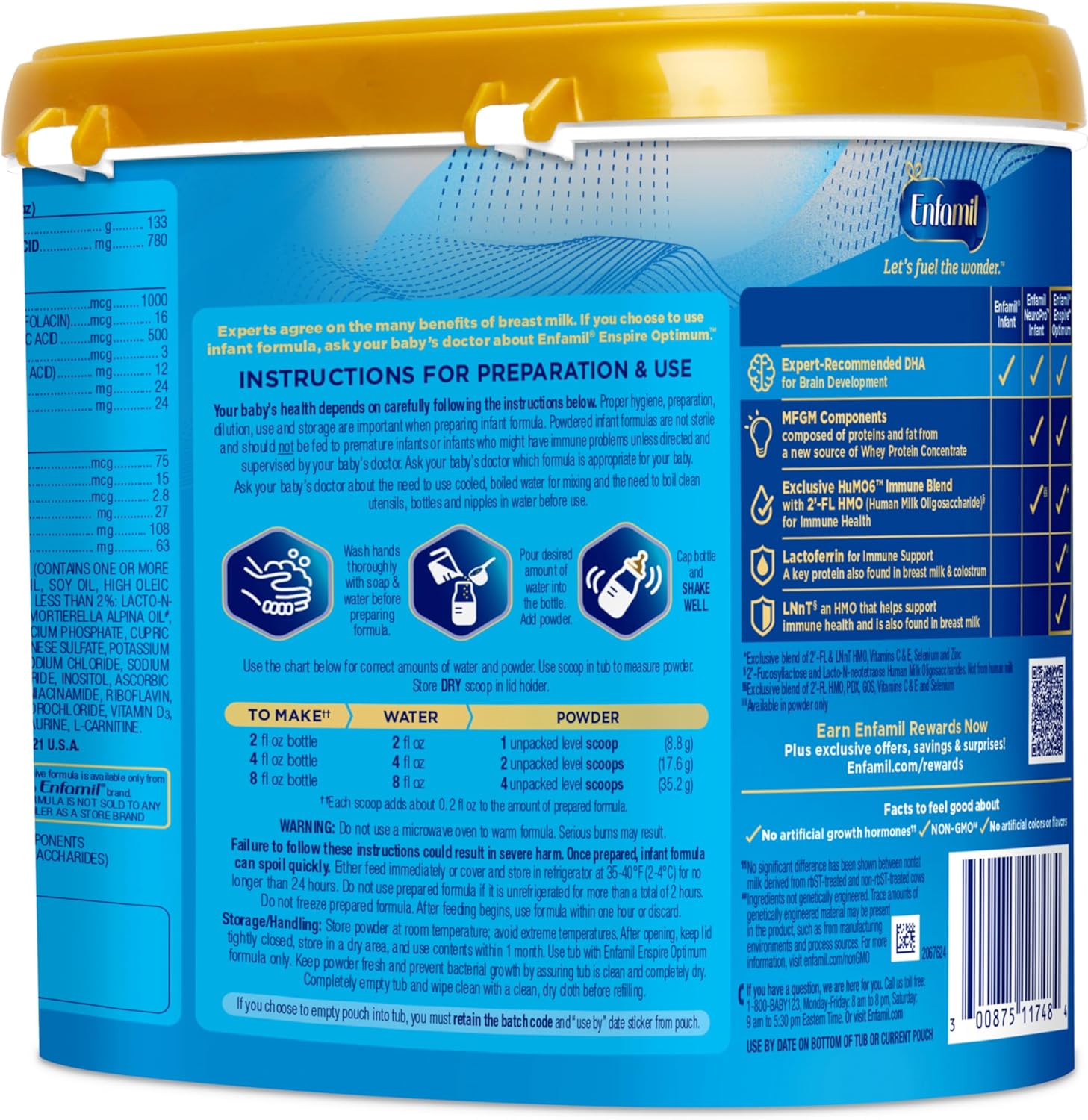 Enfamil Enspire Optimum Baby Formula Powder with Dual Prebiotics, Immune-Supporting Lactoferrin, 20.5 Oz, Pack of 8 - Espot.com.au