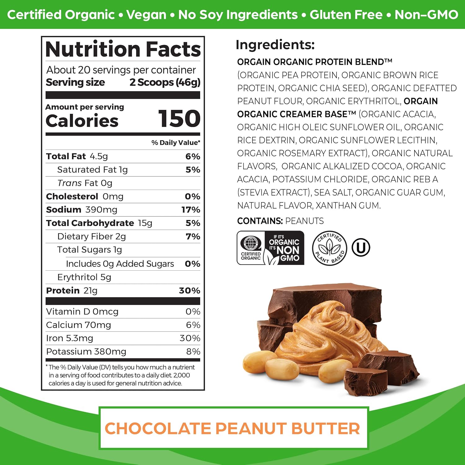 orgain-chocolate-peanut-butter-vegan-protein-powder---21g-plant-protein-6g-fiber-low-net-carb-no-lactose-non-gmo---203-lb-2