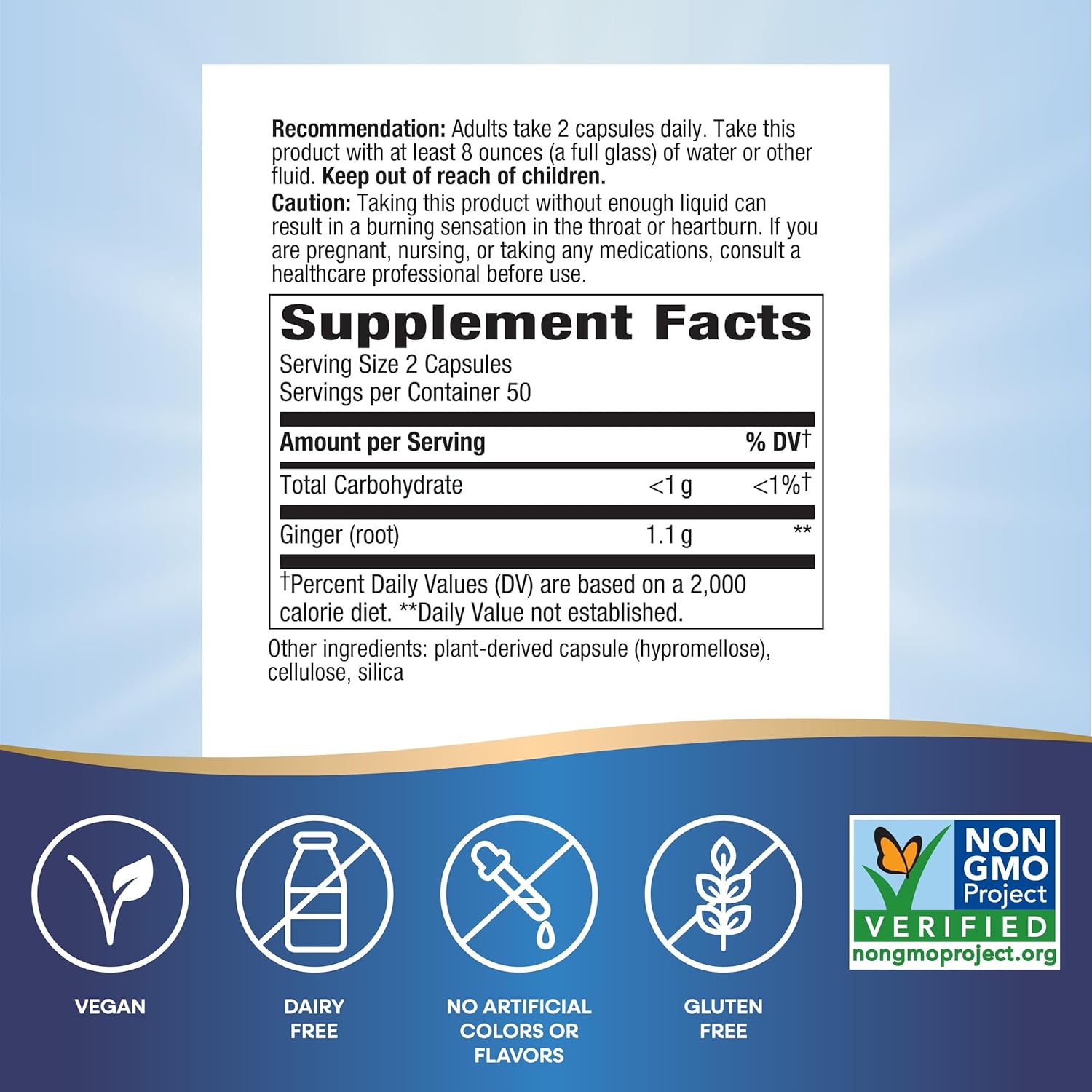 Nature's Way Ginger Root Capsules - 1100mg for Digestive Comfort & Motion Sickness Relief - Non-GMO - 100 Count - Espot.com.au