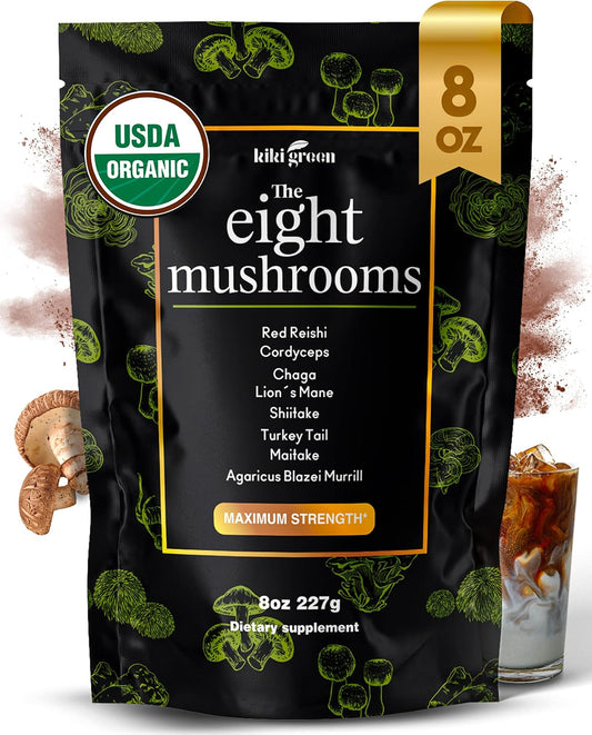 organic-8-mushroom-powder-extract-blend-8-oz---lions-mane-reishi-chaga-cordyceps-maitake-shiitake---boost-focus-and-energy---mix-with-coffee-and-smoothies-1