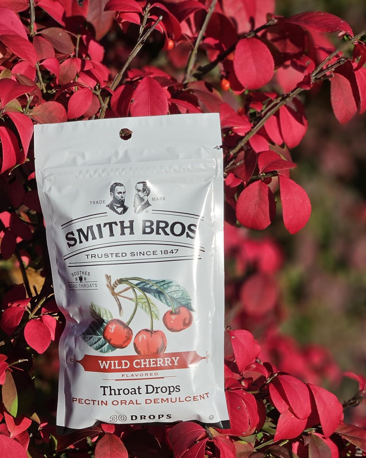 smith-bros-wild-cherry-sore-throat-drops-with-pectin---vintage-candy-lozenges---american-cough-drops-30ct-bag-3